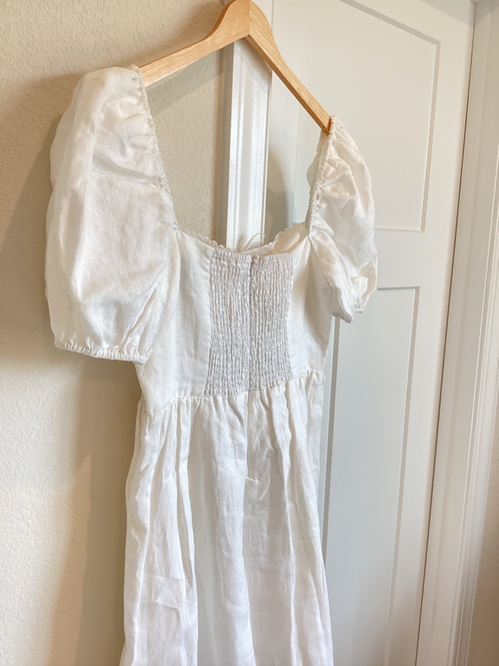 Reformation Malvina Linen Puff-Sleeve Mini Dress Anthropologie New White 10 - Picture 11 of 16